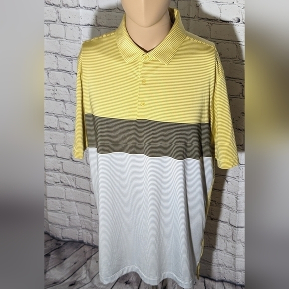 Levelwear Other - Levelwear Polo Shirt‎ Men's L Stripped Yellow/Black/White Short Sleeve Shirt